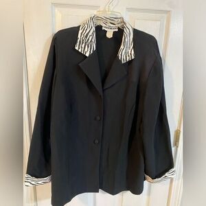 - Woman’s Dana kay black zebra‎ print blazer size 20 extra extra large Wide